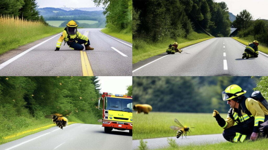 Firemen Vs The Giant Wasp. At this point it was Giant Wasp 3, Emergency Services 0.